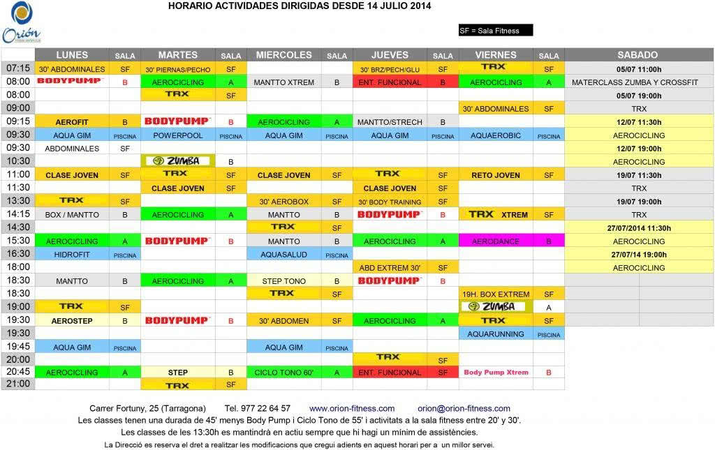 Clases dirigidas en Orión Fitness Tarragona