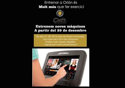 A Orión estrenem noves màquines a partir del 29 de desembre!!!